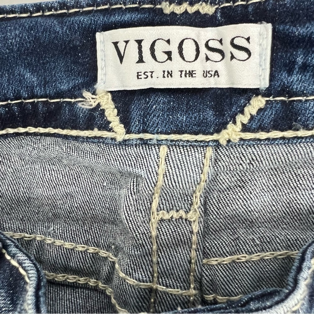 NWT VIGOSS HERITAGE FIT Women’s Blue Jean Capris Sz 4 Distressed Stretch Pockets - Picture 6 of 13